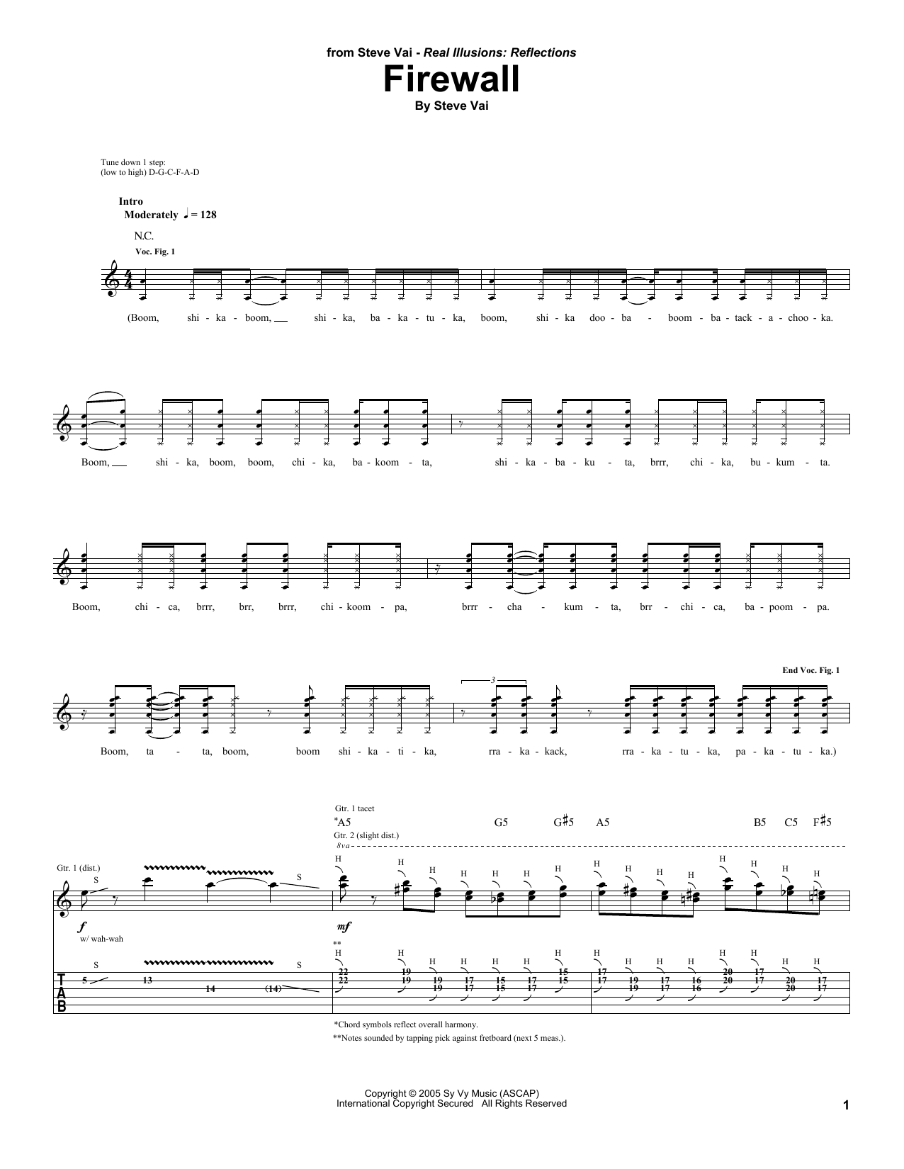 Download Steve Vai Firewall Sheet Music and learn how to play Guitar Tab PDF digital score in minutes
