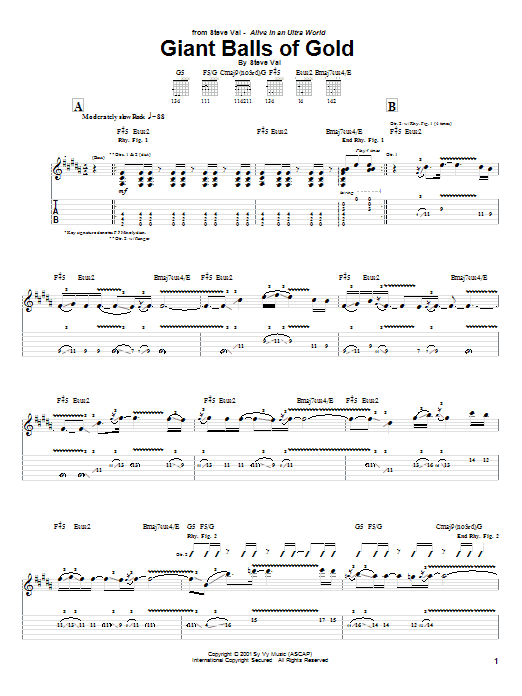 Download Steve Vai Giant Balls Of Gold Sheet Music and learn how to play Guitar Tab PDF digital score in minutes