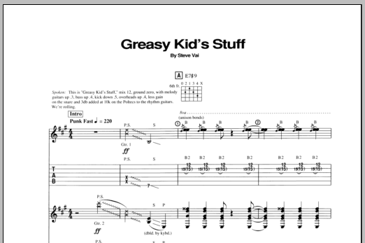 Download Steve Vai Greasy Kids Stuff Sheet Music and learn how to play Guitar Tab PDF digital score in minutes