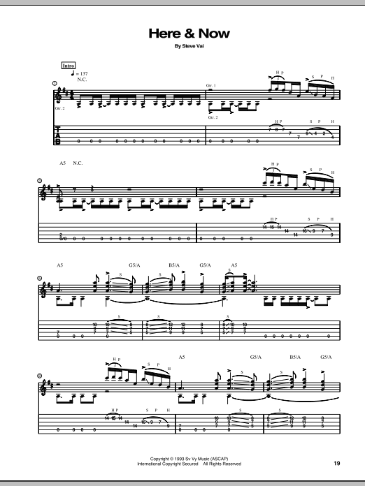 Download Steve Vai Here & Now Sheet Music and learn how to play Guitar Tab PDF digital score in minutes