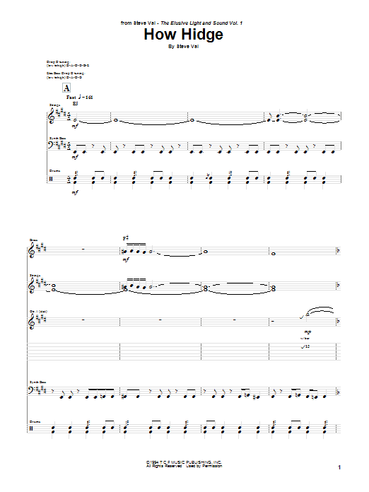 Download Steve Vai How Hidge Sheet Music and learn how to play Guitar Tab PDF digital score in minutes