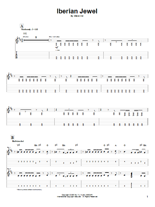 Download Steve Vai Iberian Jewel Sheet Music and learn how to play Guitar Tab PDF digital score in minutes