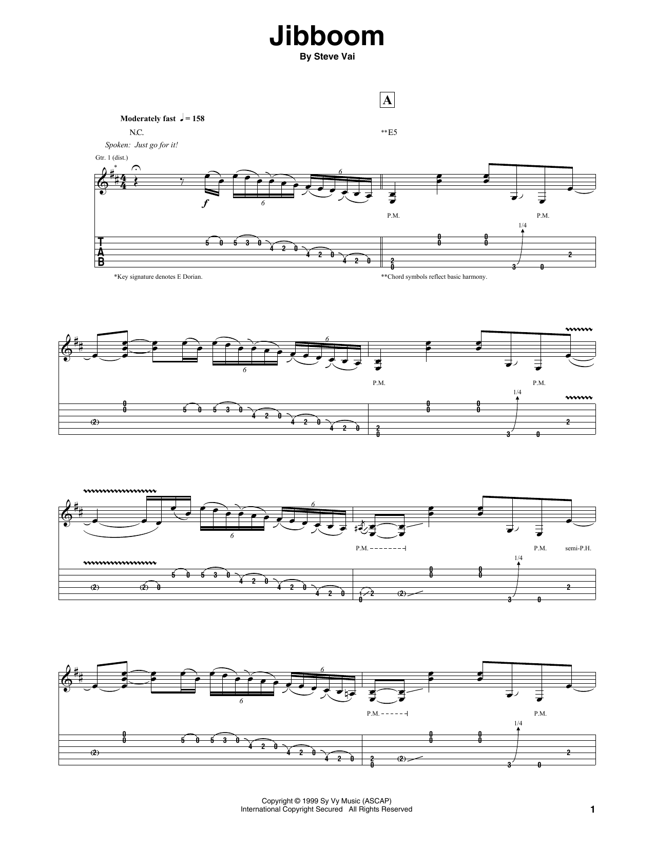 Download Steve Vai Jibboom Sheet Music and learn how to play Guitar Tab PDF digital score in minutes