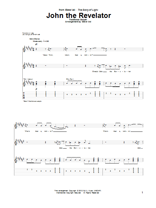 Download Steve Vai John The Revelator Sheet Music and learn how to play Guitar Tab PDF digital score in minutes