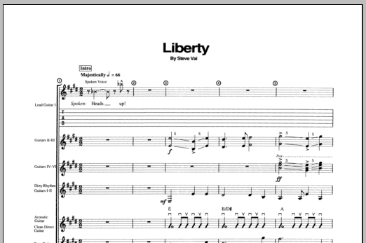 Download Steve Vai Liberty Sheet Music and learn how to play Guitar Tab PDF digital score in minutes