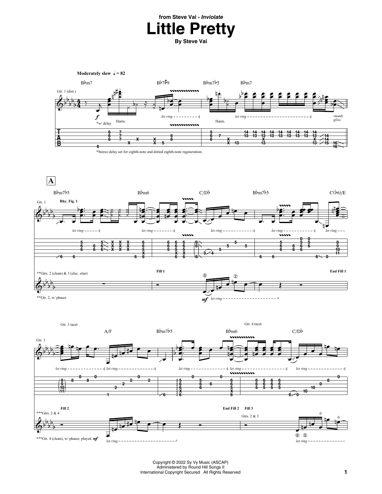 Download Steve Vai Little Pretty Sheet Music and learn how to play Guitar Tab PDF digital score in minutes