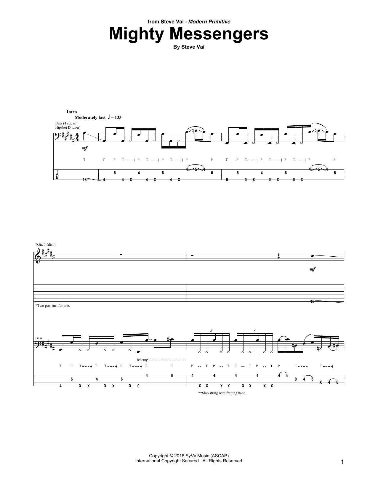 Download Steve Vai Mighty Messengers Sheet Music and learn how to play Guitar Tab PDF digital score in minutes
