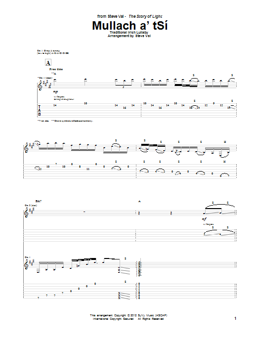 Download Steve Vai Mullach a'tSi Sheet Music and learn how to play Guitar Tab PDF digital score in minutes