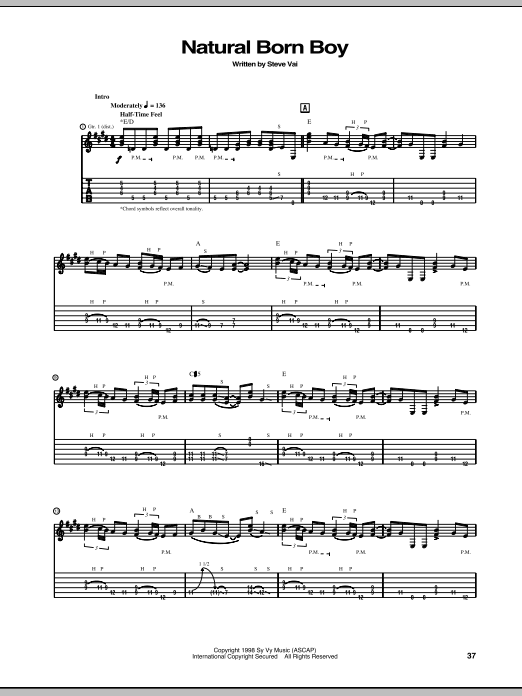 Download Steve Vai Natural Born Boy Sheet Music and learn how to play Guitar Tab PDF digital score in minutes