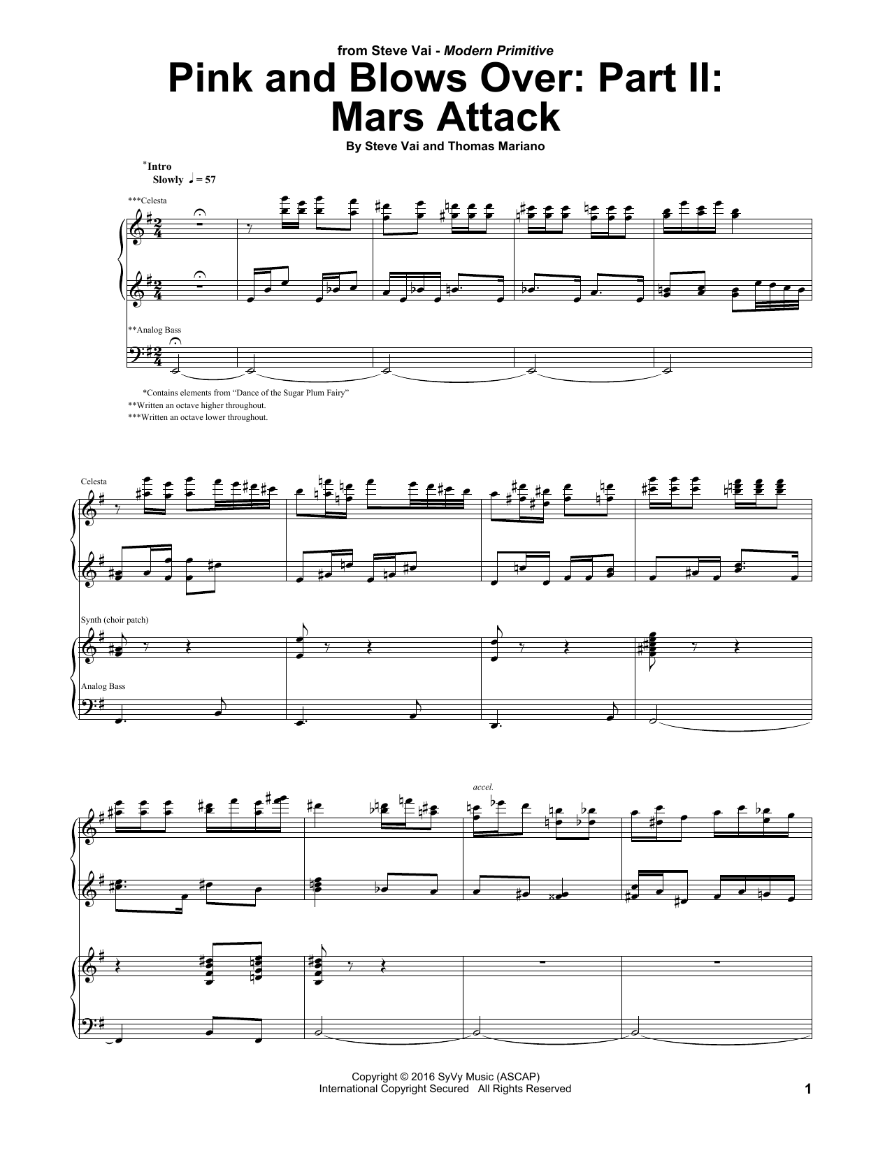 Download Steve Vai Pink And Blows Over: Part II: Mars Attack Sheet Music and learn how to play Guitar Tab PDF digital score in minutes