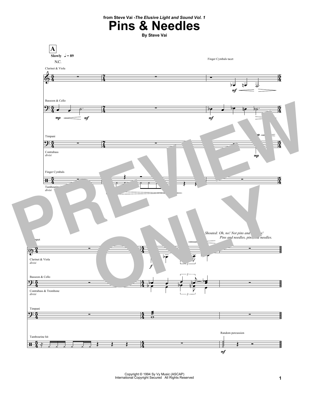 Download Steve Vai Pins & Needles Sheet Music and learn how to play Guitar Tab PDF digital score in minutes