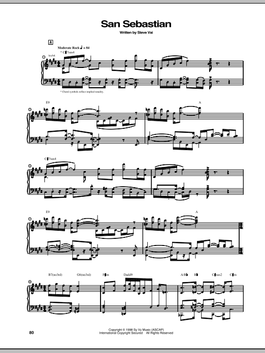 Download Steve Vai San Sebastian Sheet Music and learn how to play Guitar Tab PDF digital score in minutes
