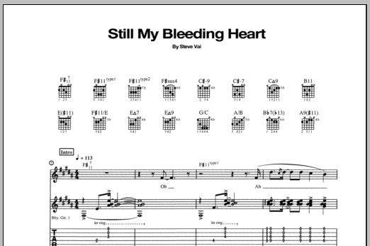 Download Steve Vai Still My Bleeding Heart Sheet Music and learn how to play Guitar Tab PDF digital score in minutes