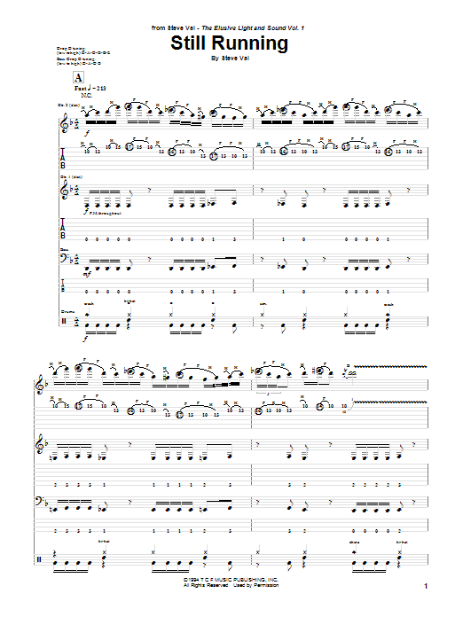Download Steve Vai Still Running Sheet Music and learn how to play Guitar Tab PDF digital score in minutes