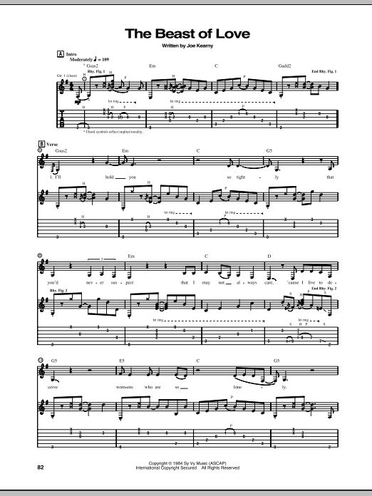 Download Steve Vai The Beast Of Love Sheet Music and learn how to play Guitar Tab PDF digital score in minutes