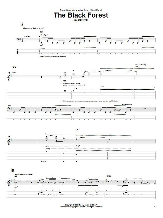 Download Steve Vai The Black Forest Sheet Music and learn how to play Guitar Tab PDF digital score in minutes