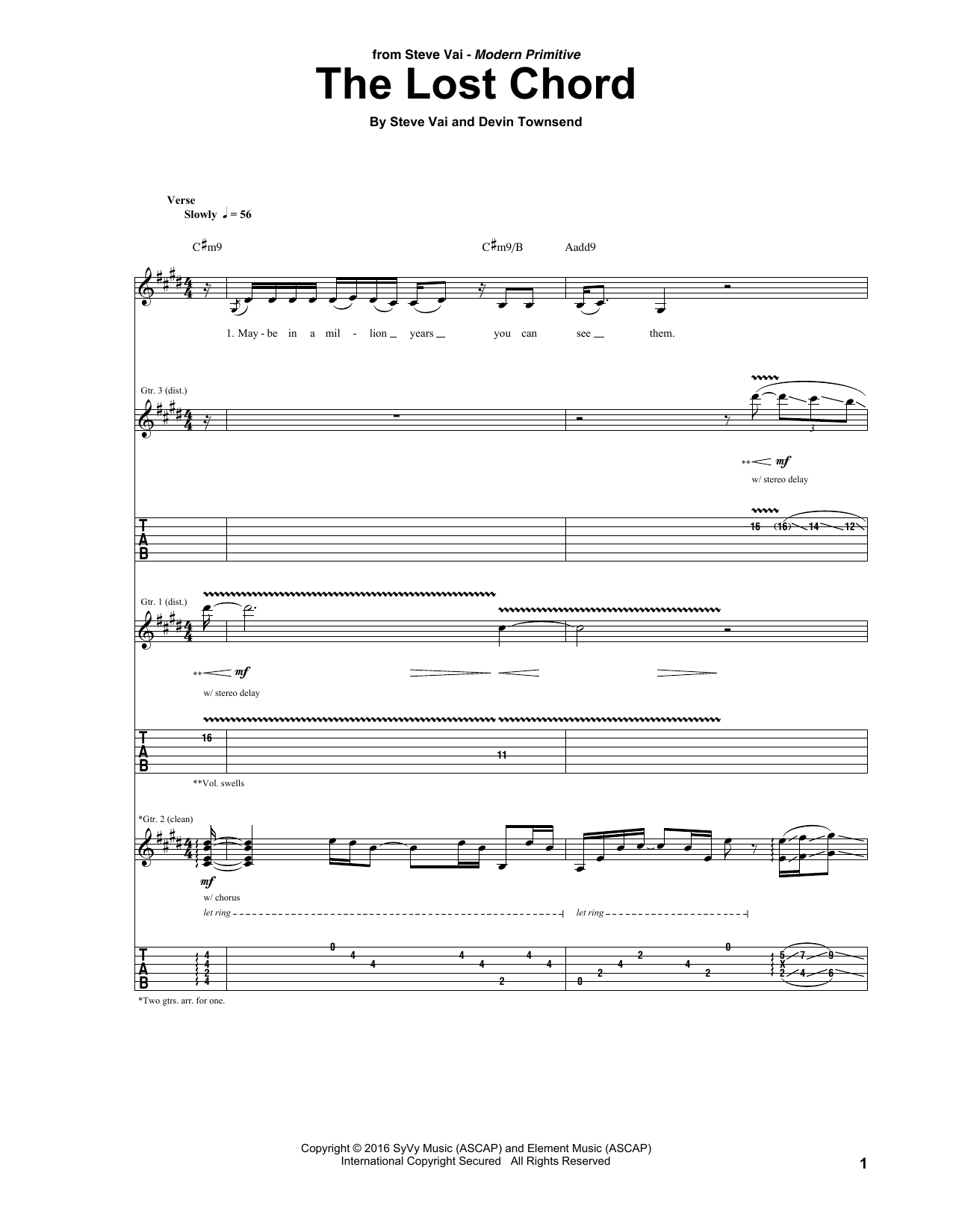 Download Steve Vai The Lost Chord Sheet Music and learn how to play Guitar Tab PDF digital score in minutes