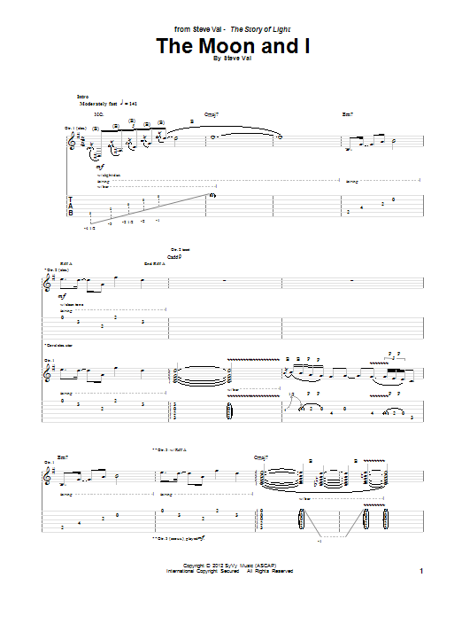 Download Steve Vai The Moon And I Sheet Music and learn how to play Guitar Tab PDF digital score in minutes