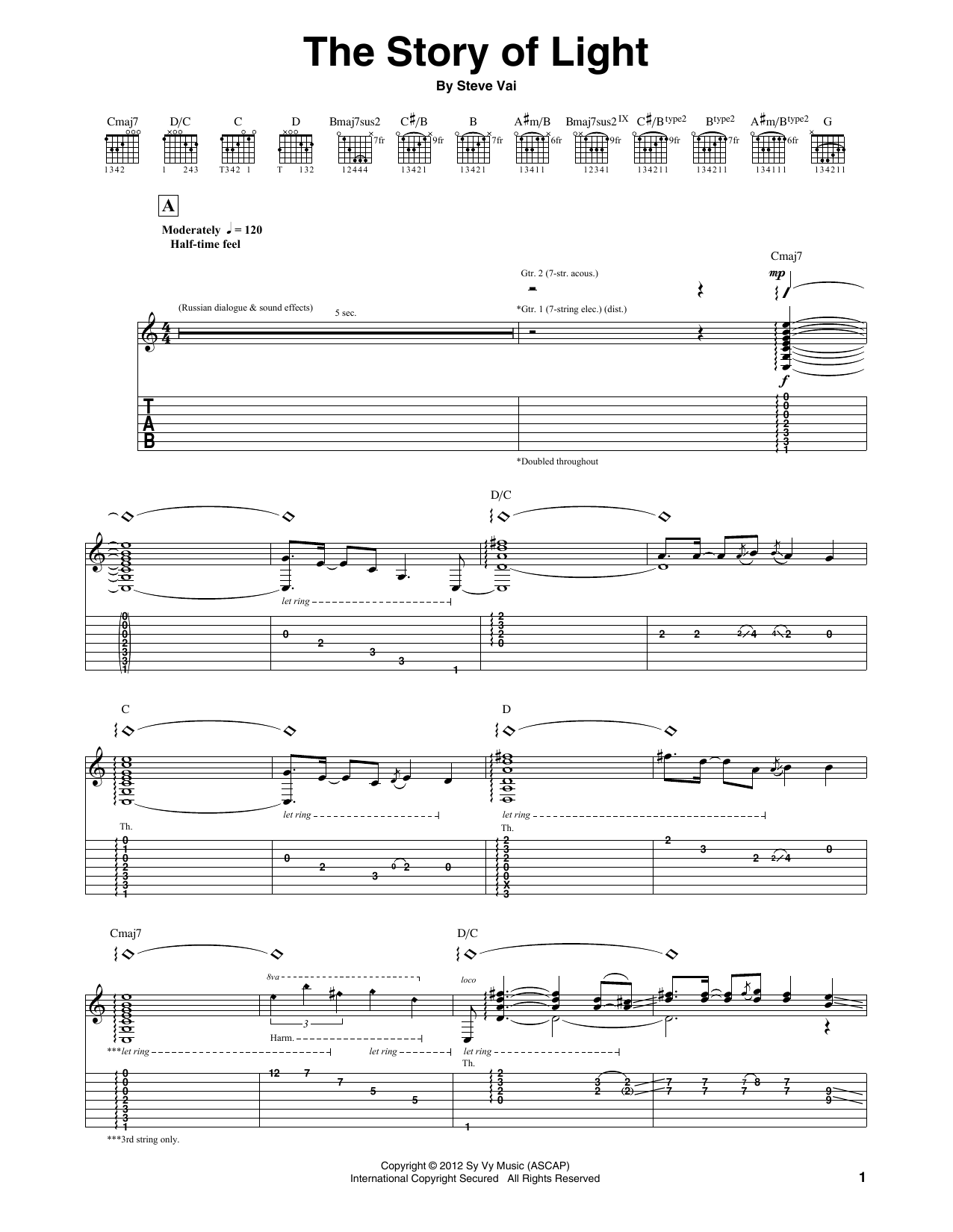 Download Steve Vai The Story Of Light Sheet Music and learn how to play Guitar Tab PDF digital score in minutes