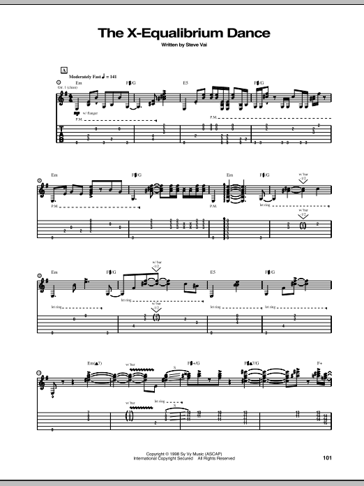 Download Steve Vai The X-Equalibrium Dance Sheet Music and learn how to play Guitar Tab PDF digital score in minutes