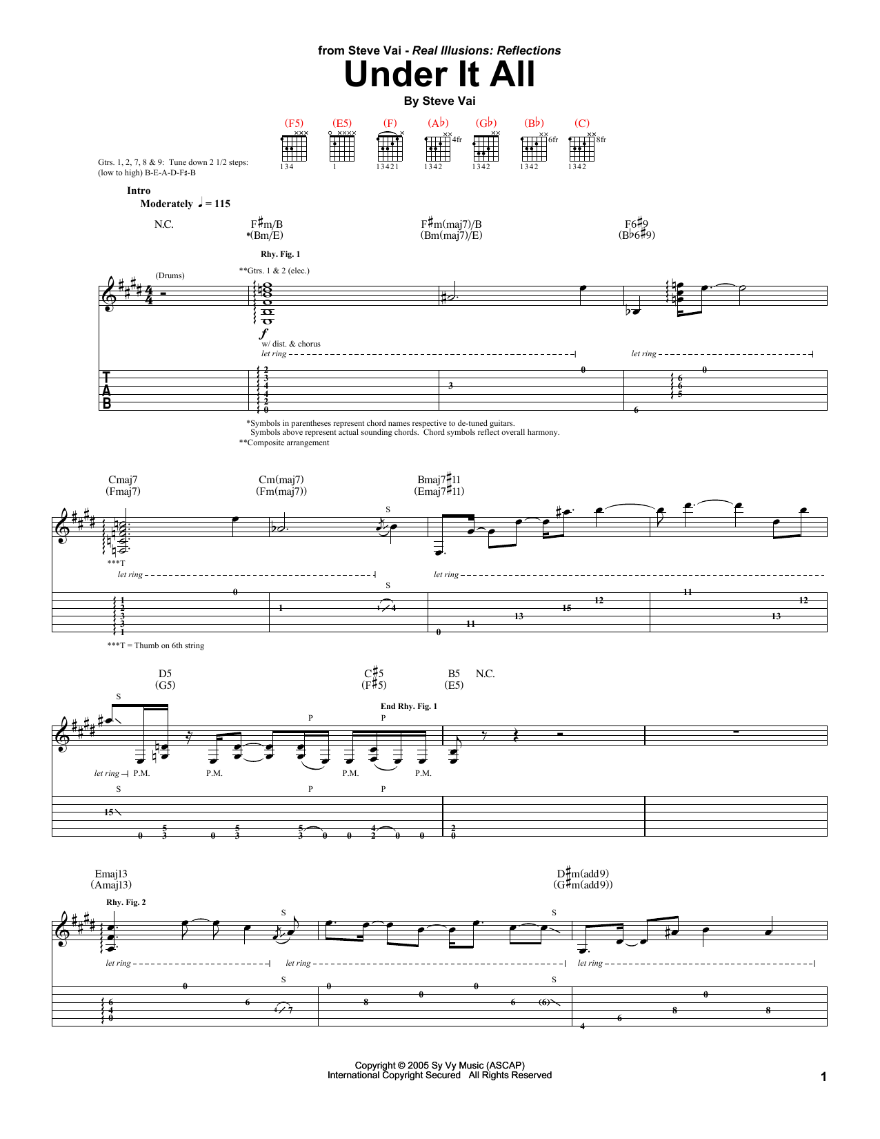 Download Steve Vai Under It All Sheet Music and learn how to play Guitar Tab PDF digital score in minutes