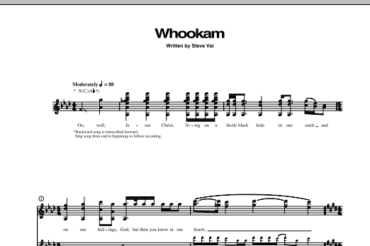 Download Steve Vai Whookam Sheet Music and learn how to play Guitar Tab PDF digital score in minutes