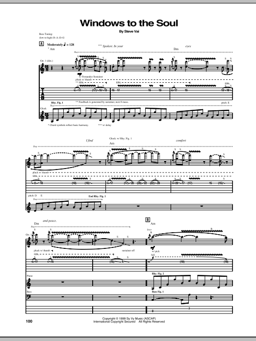 Download Steve Vai Windows To The Soul Sheet Music and learn how to play Guitar Tab PDF digital score in minutes