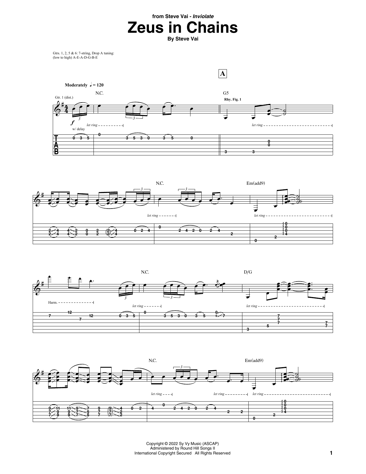 Download Steve Vai Zeus In Chains Sheet Music and learn how to play Guitar Tab PDF digital score in minutes