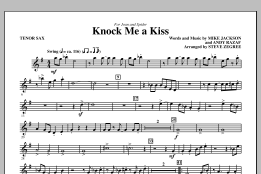 Download Steve Zegree Knock Me A Kiss - Tenor Sax Sheet Music and learn how to play Choir Instrumental Pak PDF digital score in minutes