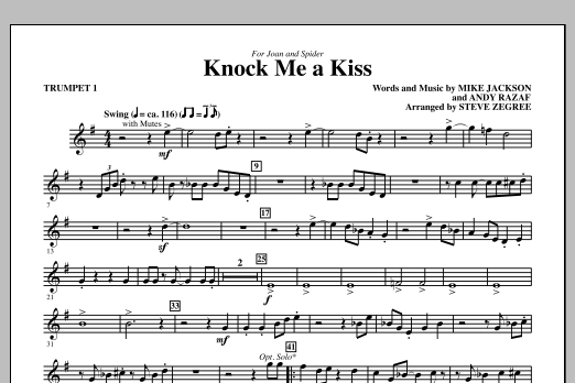 Download Steve Zegree Knock Me A Kiss - Trumpet 1 Sheet Music and learn how to play Choir Instrumental Pak PDF digital score in minutes