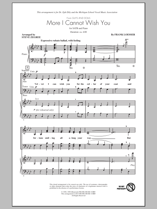 Download Steve Zegree More I Cannot Wish You Sheet Music and learn how to play SATB PDF digital score in minutes