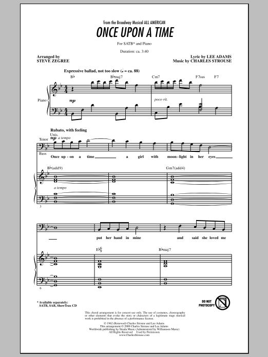 Download Steve Zegree Once Upon A Time Sheet Music and learn how to play SATB Choir PDF digital score in minutes