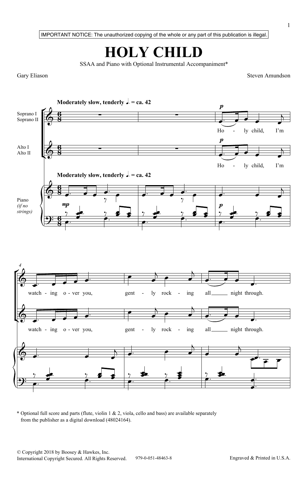 Download Steven Amundson Holy Child Sheet Music and learn how to play SSA Choir PDF digital score in minutes