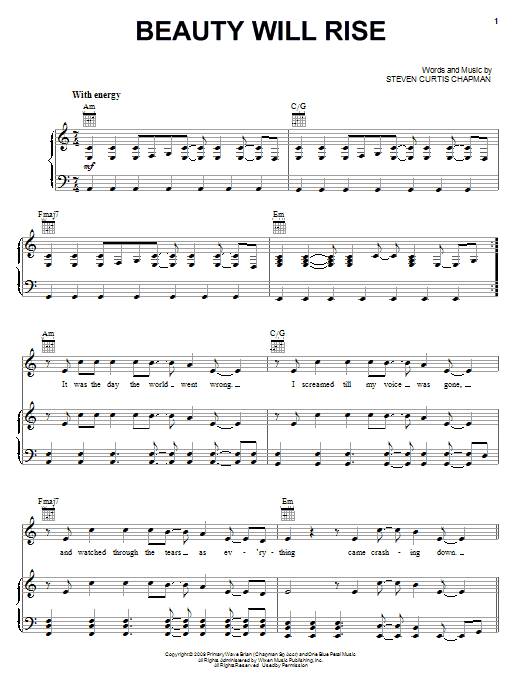 Download Steven Curtis Chapman Beauty Will Rise Sheet Music and learn how to play Piano, Vocal & Guitar (Right-Hand Melody) PDF digital score in minutes