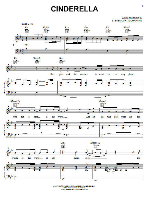 Download Steven Curtis Chapman Cinderella Sheet Music and learn how to play Piano Solo PDF digital score in minutes