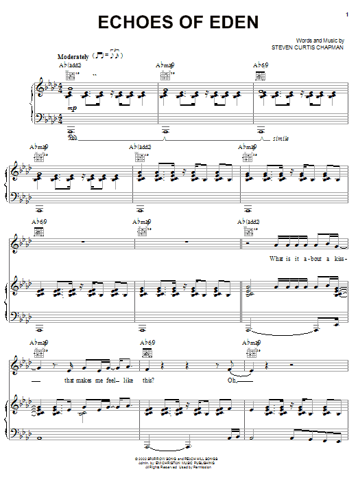 Download Steven Curtis Chapman Echoes Of Eden Sheet Music and learn how to play Piano, Vocal & Guitar (Right-Hand Melody) PDF digital score in minutes