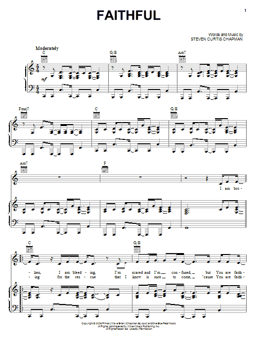 Download Steven Curtis Chapman Faithful Sheet Music and learn how to play Piano, Vocal & Guitar (Right-Hand Melody) PDF digital score in minutes