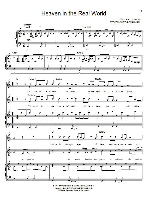Download Steven Curtis Chapman Heaven In The Real World Sheet Music and learn how to play Lead Sheet / Fake Book PDF digital score in minutes