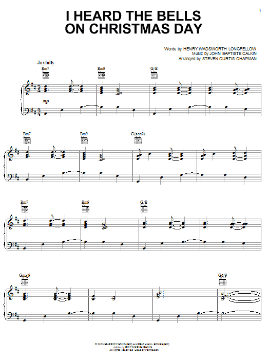 Download Steven Curtis Chapman I Heard The Bells On Christmas Day Sheet Music and learn how to play Piano, Vocal & Guitar (Right-Hand Melody) PDF digital score in minutes