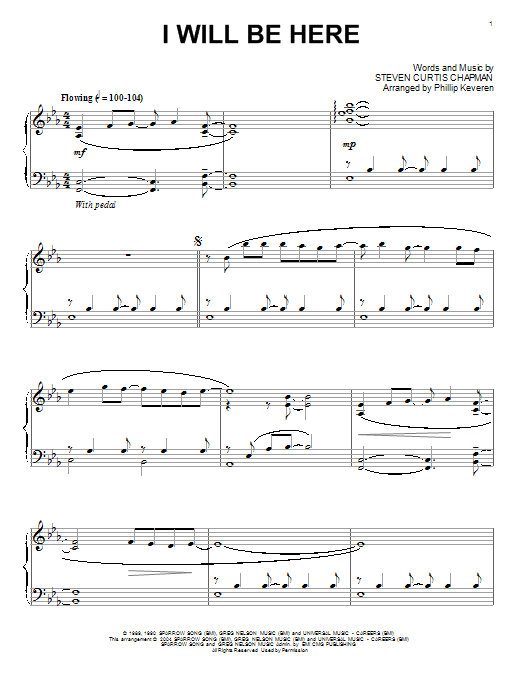Download Steven Curtis Chapman I Will Be Here Sheet Music and learn how to play Piano PDF digital score in minutes
