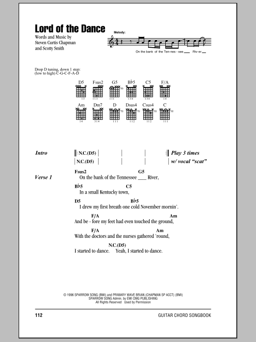 Download Steven Curtis Chapman Lord Of The Dance Sheet Music and learn how to play Piano, Vocal & Guitar Chords (Right-Hand Melody) PDF digital score in minutes