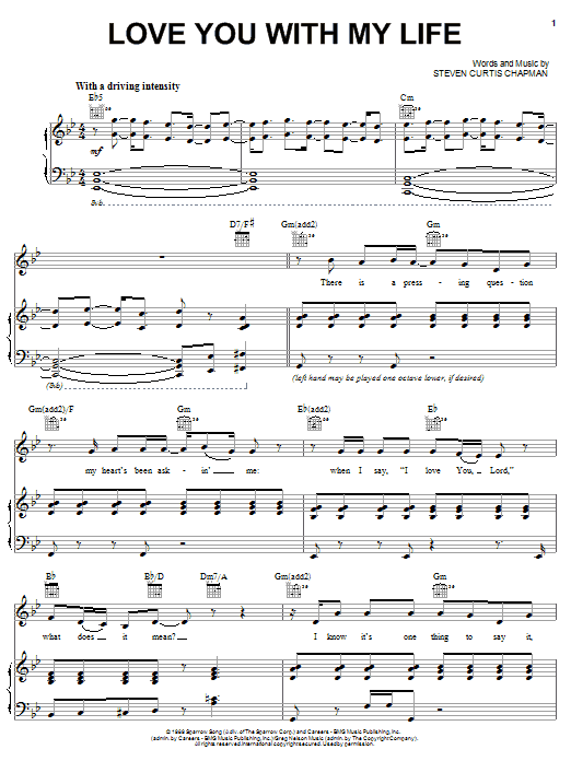 Download Steven Curtis Chapman Love You With My Life Sheet Music and learn how to play Lyrics & Chords PDF digital score in minutes