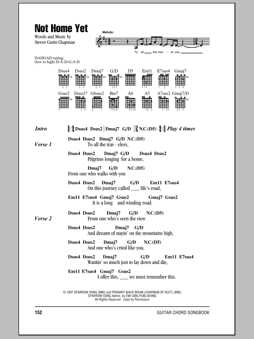 Download Steven Curtis Chapman Not Home Yet Sheet Music and learn how to play Lyrics & Chords PDF digital score in minutes