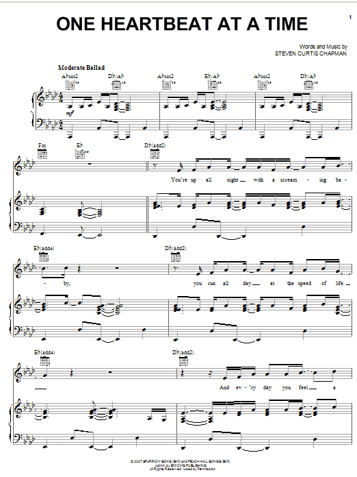 Download Steven Curtis Chapman One Heartbeat Sheet Music and learn how to play Lyrics & Chords PDF digital score in minutes