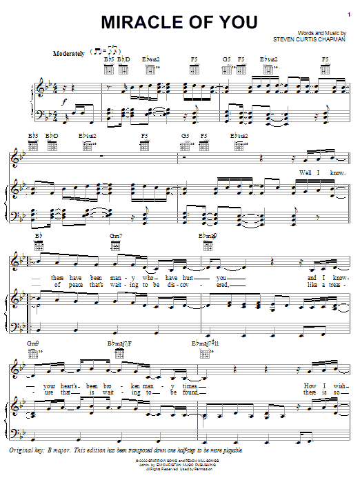 Download Steven Curtis Chapman Only One Sheet Music and learn how to play Piano, Vocal & Guitar (Right-Hand Melody) PDF digital score in minutes