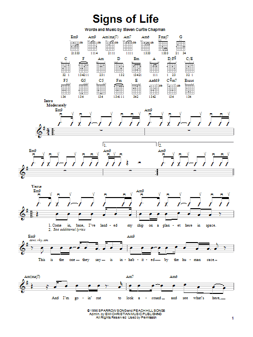 Download Steven Curtis Chapman Signs Of Life Sheet Music and learn how to play Easy Guitar PDF digital score in minutes
