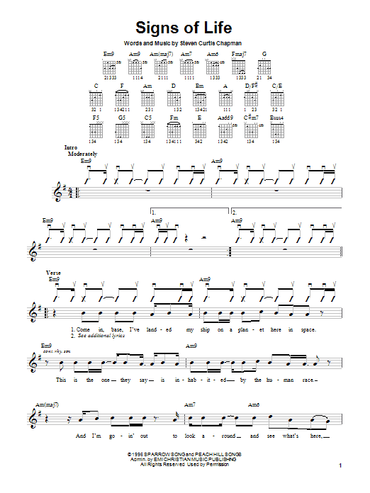 Download Steven Curtis Chapman Signs Of Life Sheet Music and learn how to play Piano, Vocal & Guitar Chords (Right-Hand Melody) PDF digital score in minutes