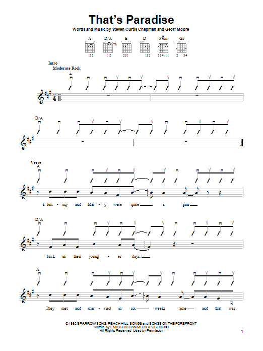 Download Steven Curtis Chapman That's Paradise Sheet Music and learn how to play Easy Guitar PDF digital score in minutes