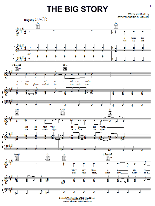 Download Steven Curtis Chapman The Big Story Sheet Music and learn how to play Piano, Vocal & Guitar (Right-Hand Melody) PDF digital score in minutes