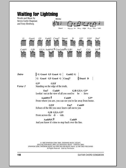 Download Steven Curtis Chapman Waiting For Lightning Sheet Music and learn how to play Lyrics & Chords PDF digital score in minutes